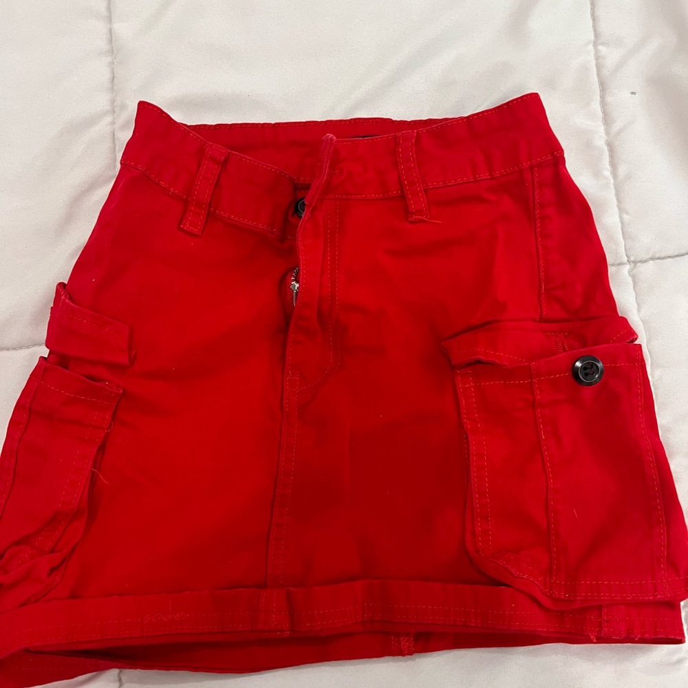 Fashion Nova Red Cargo Skirt